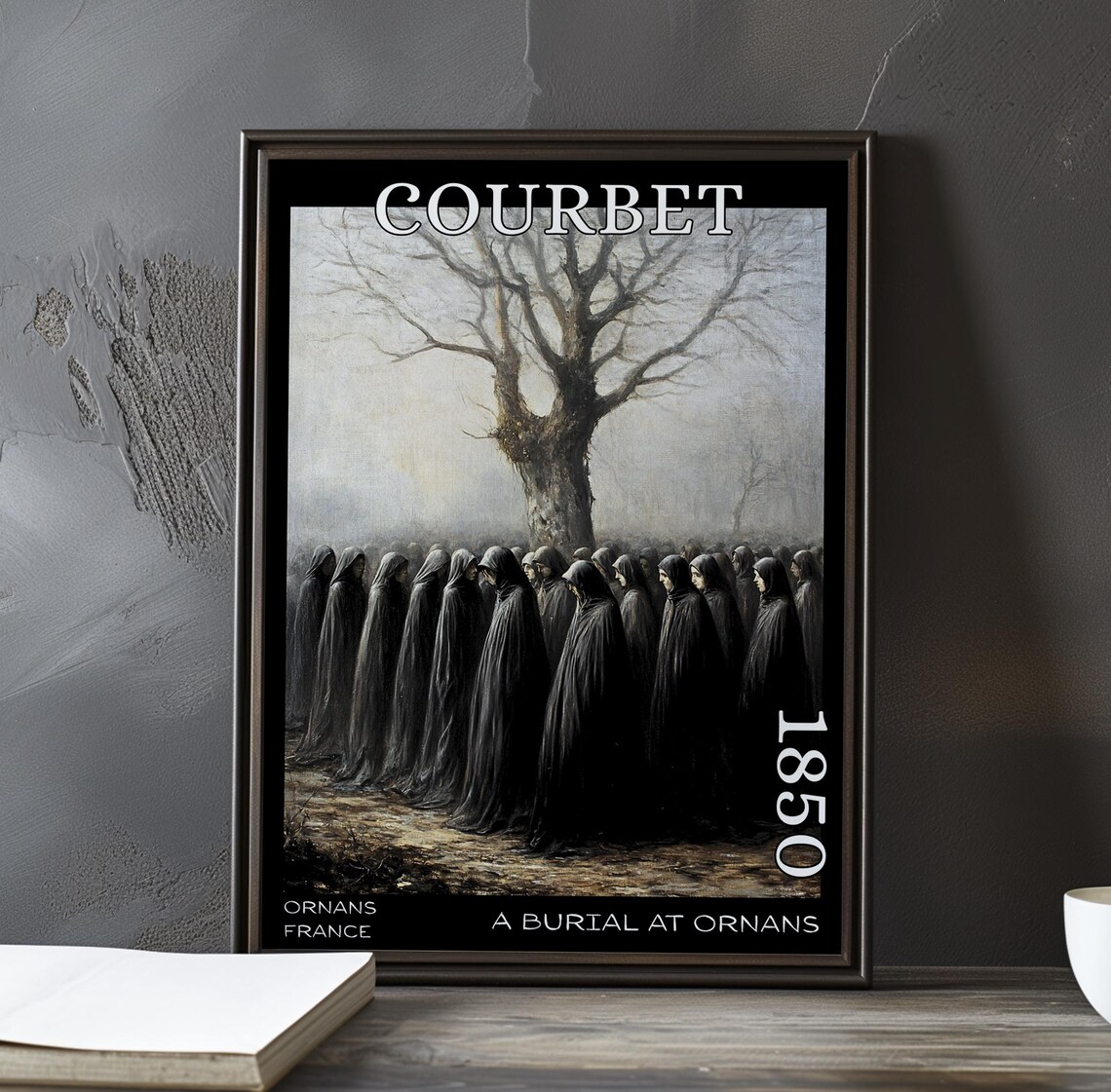 A Burial at Ornans Hooded Procession Tree 1850 Courbet Poster