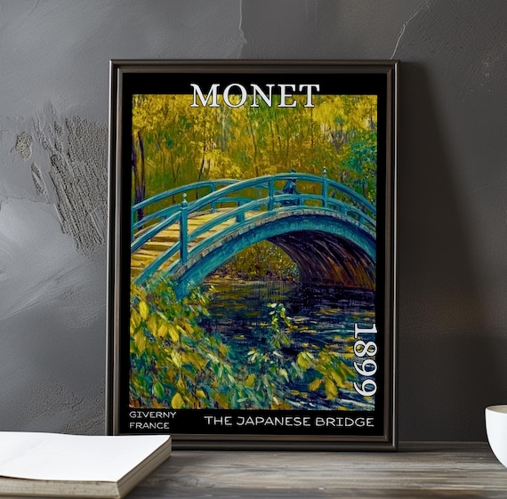 Japanese Bridge Angled View Golden Deck Claude Monet 1899 Poster