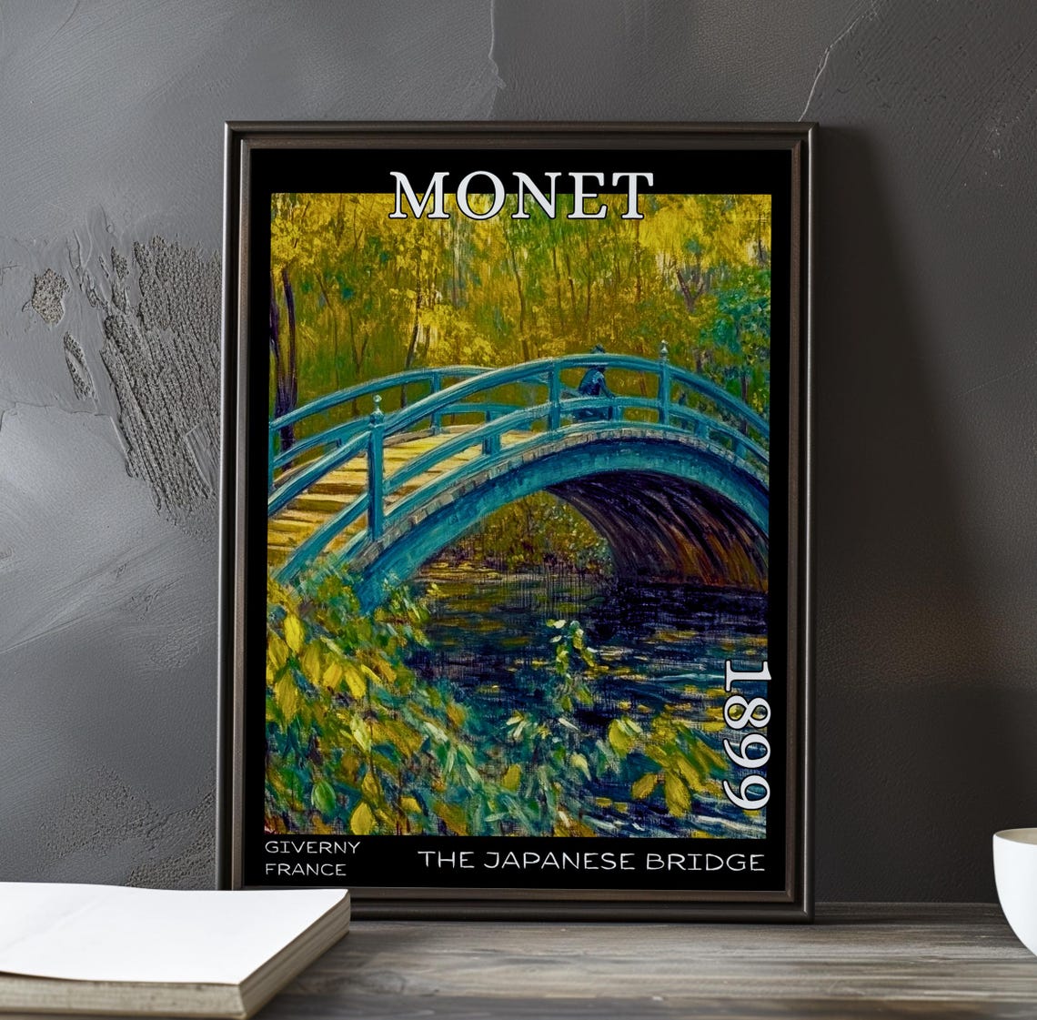 Japanese Bridge Angled View Golden Deck Claude Monet 1899 Poster