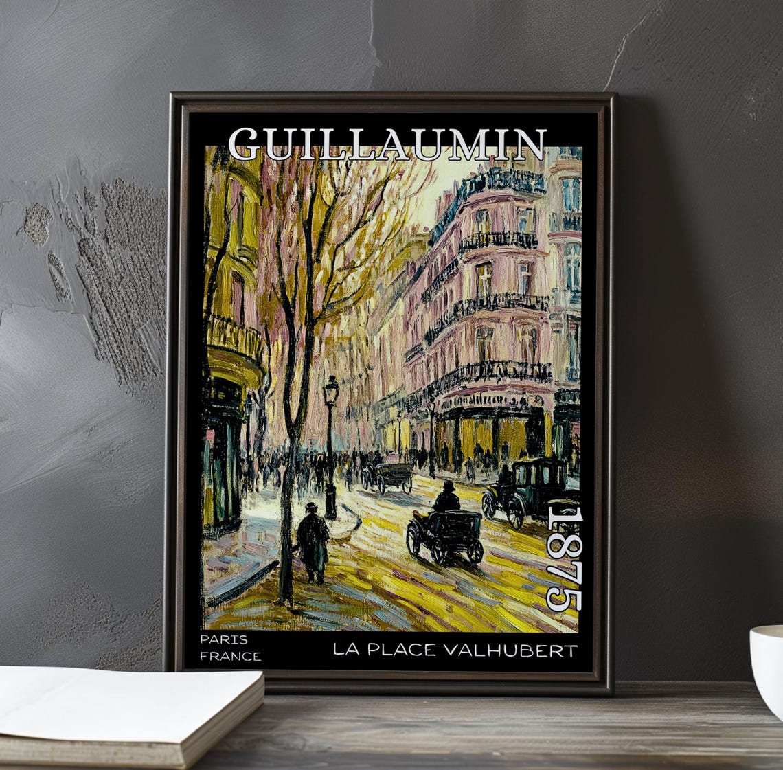 La Place Valhubert 1875 Paris Rainy Street Horse Carriage Poster