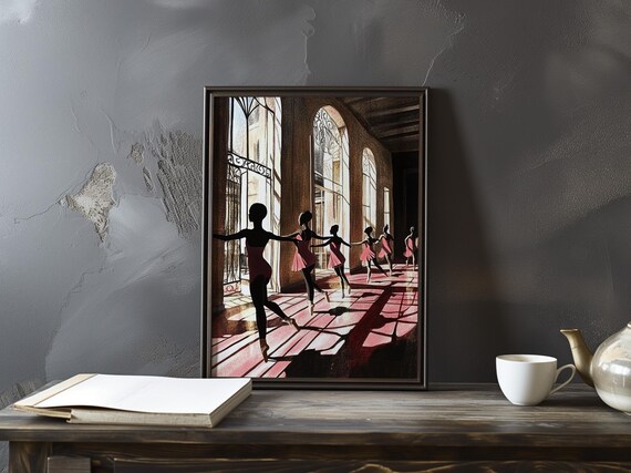 Ballet Dancers Pink Tutus Arched Colonnade Sunlit Classical Dance Poster