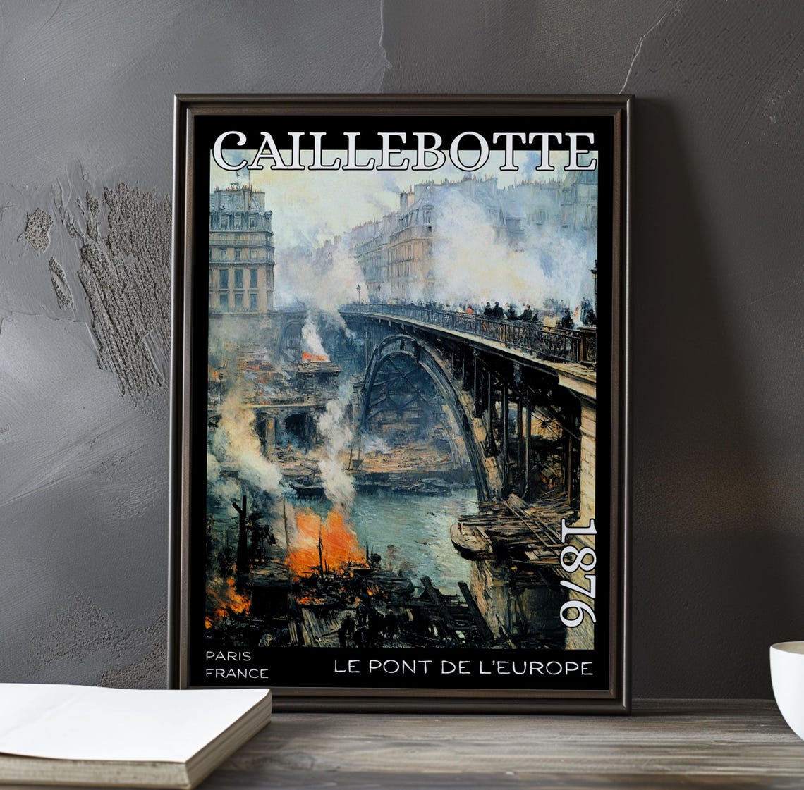 Caillebotte Le Pont de l'Europe Railway Smoke Bridge Scene Poster
