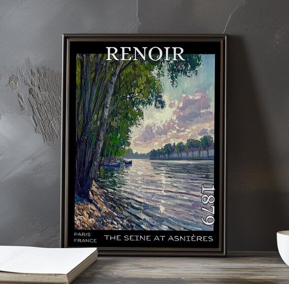 The Seine At Asnieres 1879 Renoir Style Boats Under A Pink Sky Poster