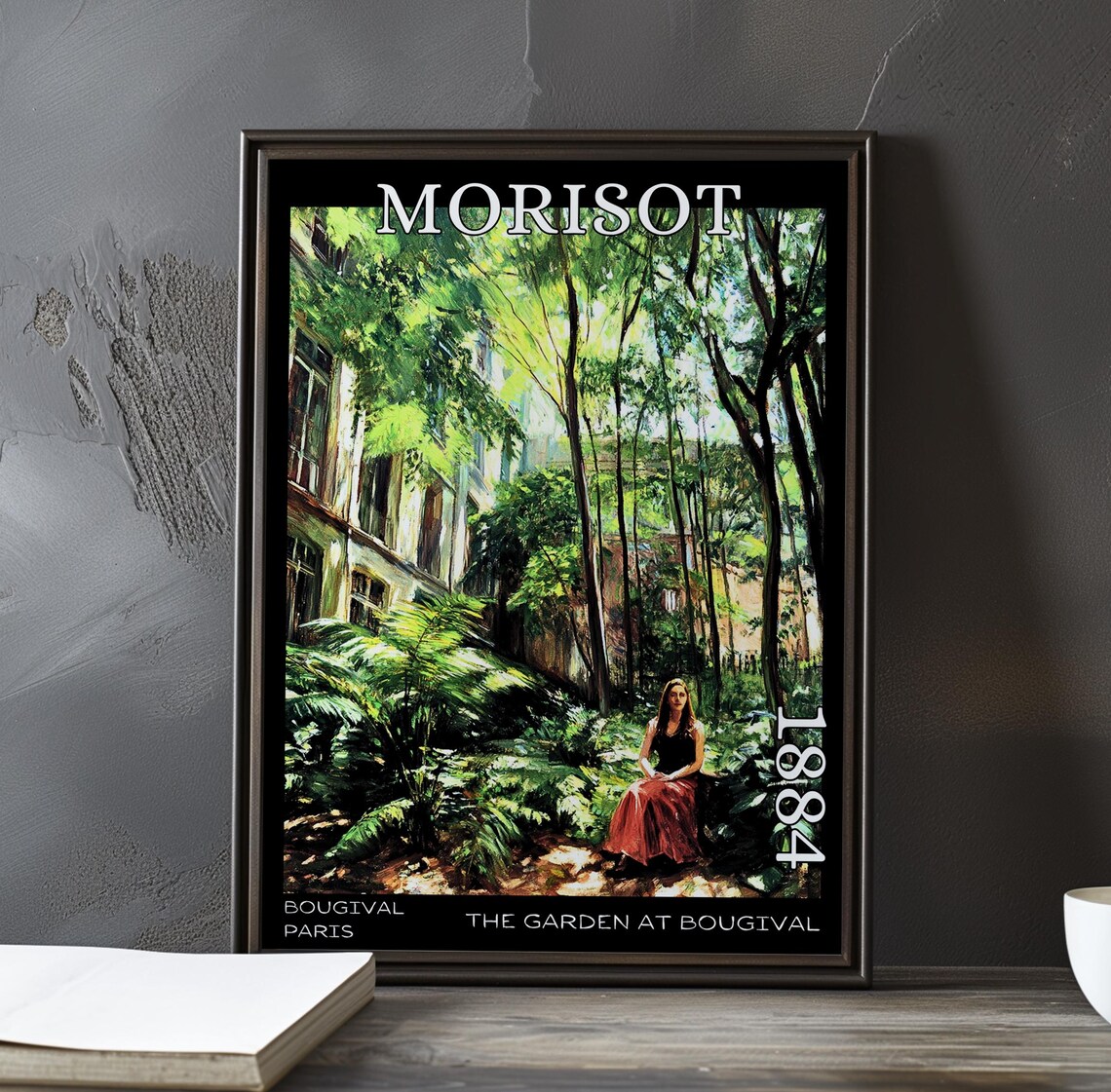 Morisot The Garden at Bougival 1884 Woman by the House in Ferns Poster
