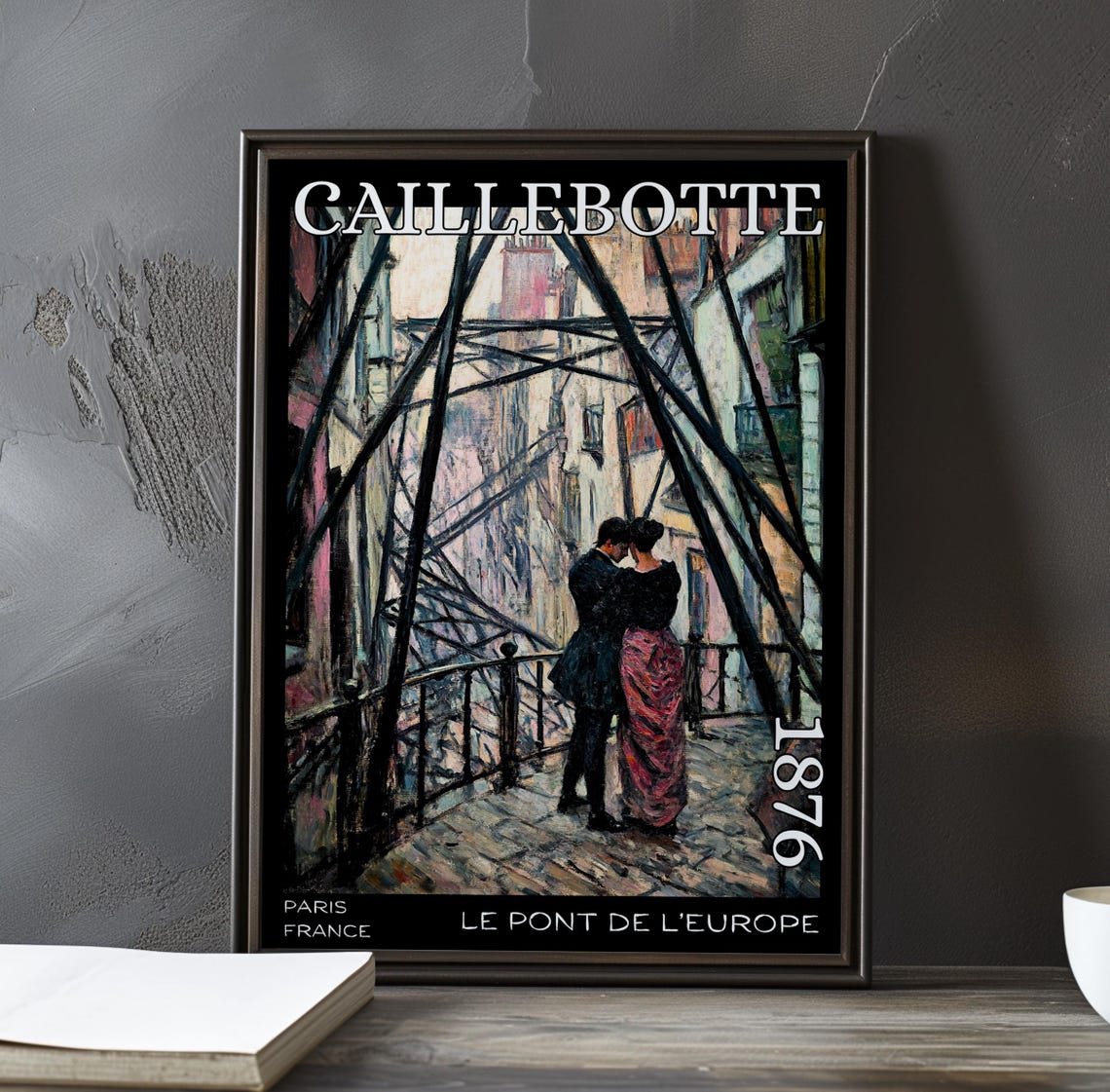 Caillebotte Le Pont de l'Europe Couple Embrace Bridge Poster