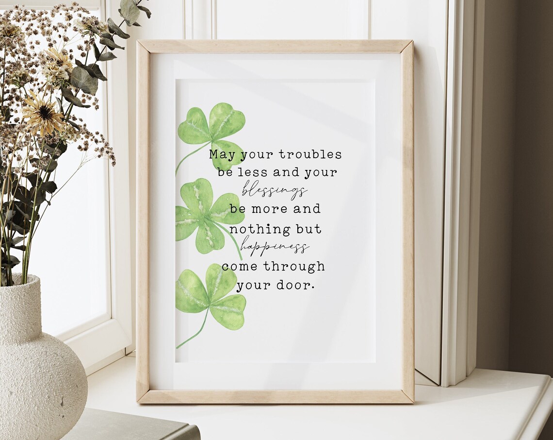 Irish Blessing Shamrock Watercolor Quote Beautiful Poster Gift