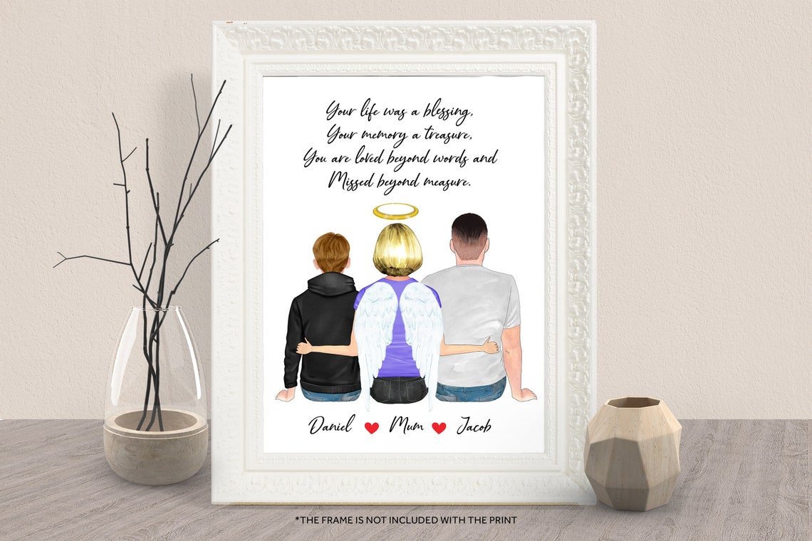 Angel Mum Memorial Print Two Sons In Loving Memory Sympathy Gift
