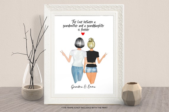 Personalized Grandma Granddaughter Peace Sign Gift Art Poster