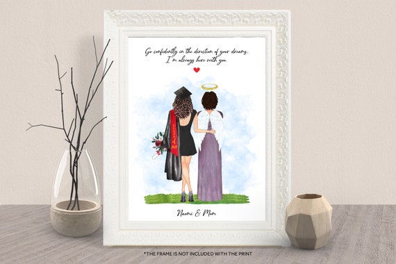 Class Of 2021 Graduation Memorial Print Angel Mom Graduate Gift