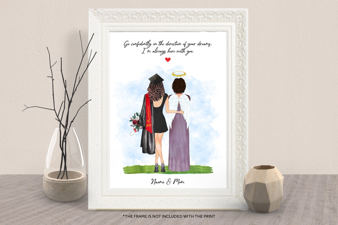 Class Of 2021 Graduation Memorial Print Angel Mom Graduate Gift