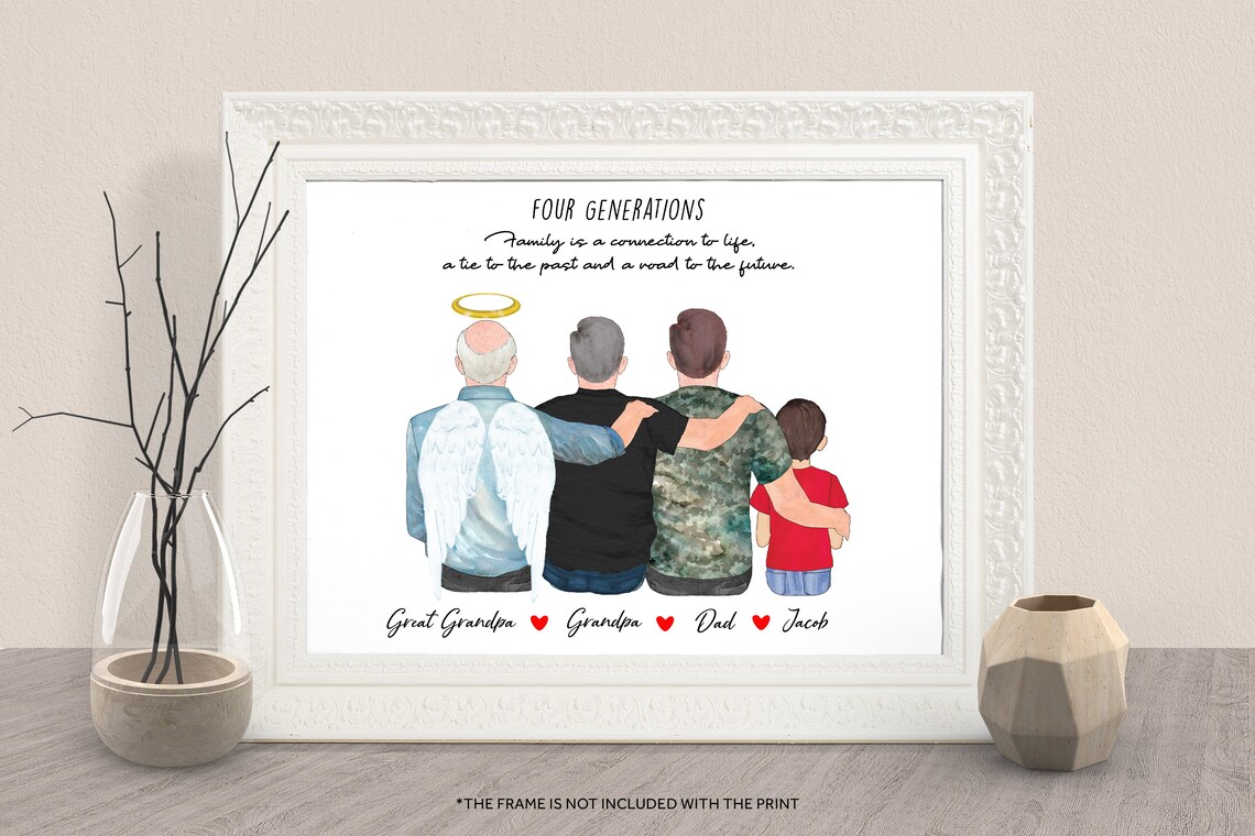 Custom Father Son 4 Generations Father's Day Art Print
