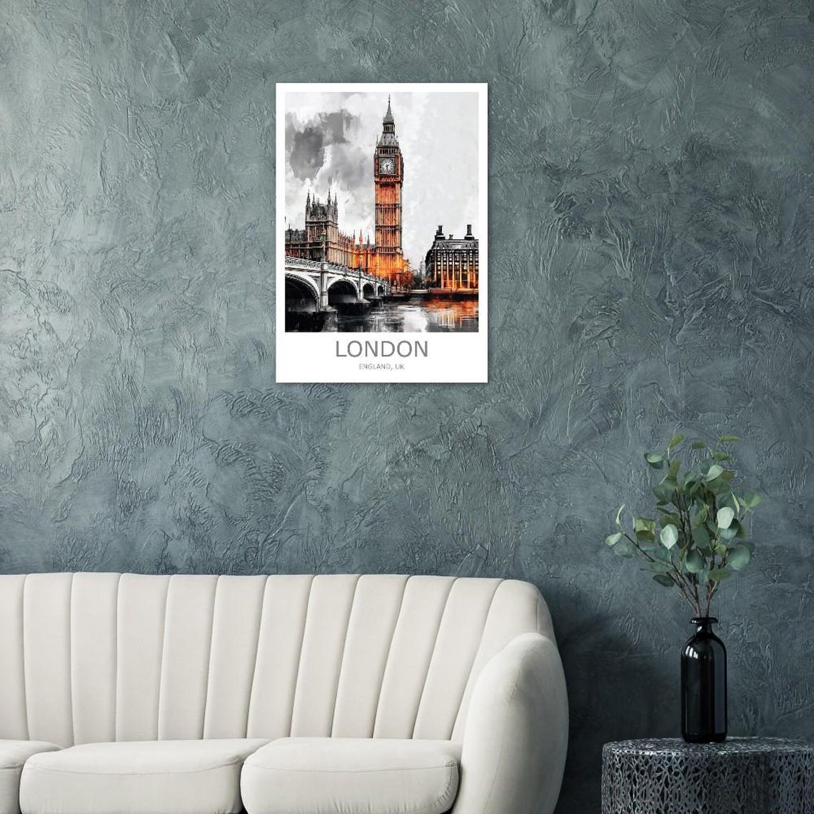 London England Big Ben And Westminster Bridge Watercolor Poster - Image 3