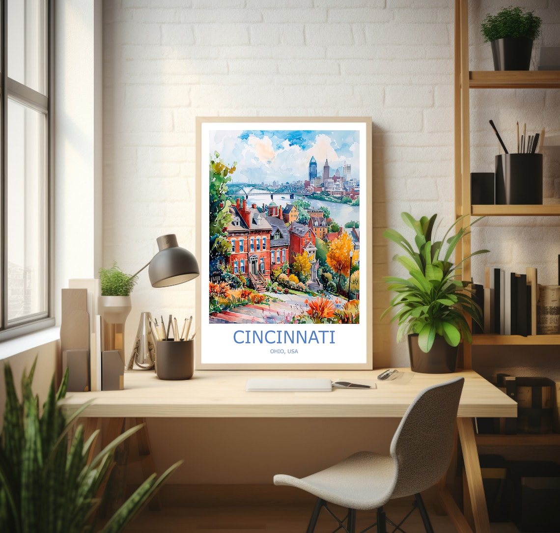 Cincinnati Travel Poster, Ohio Home Wall Art Print - Image 3