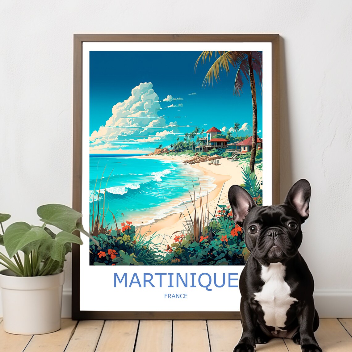 Martinique Tropical Beach Palm Trees Caribbean Travel Poster - Image 3