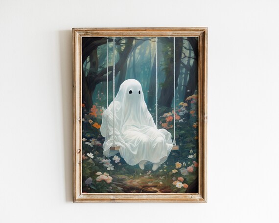 Ghost On The Swing, Spooky Dark Academia Art Print