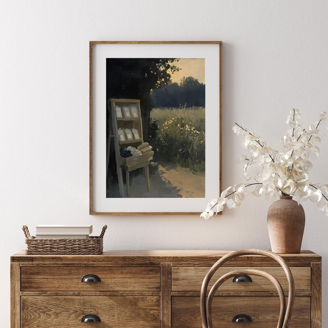 Rustic Farm Stand At Dusk Moody Countryside Oil Home Decor Poster - Image 3