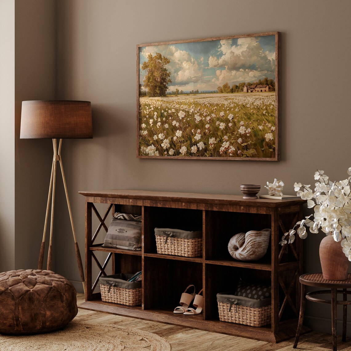Cotton Field Landscape, Vintage Farmhouse Art Print - Image 2