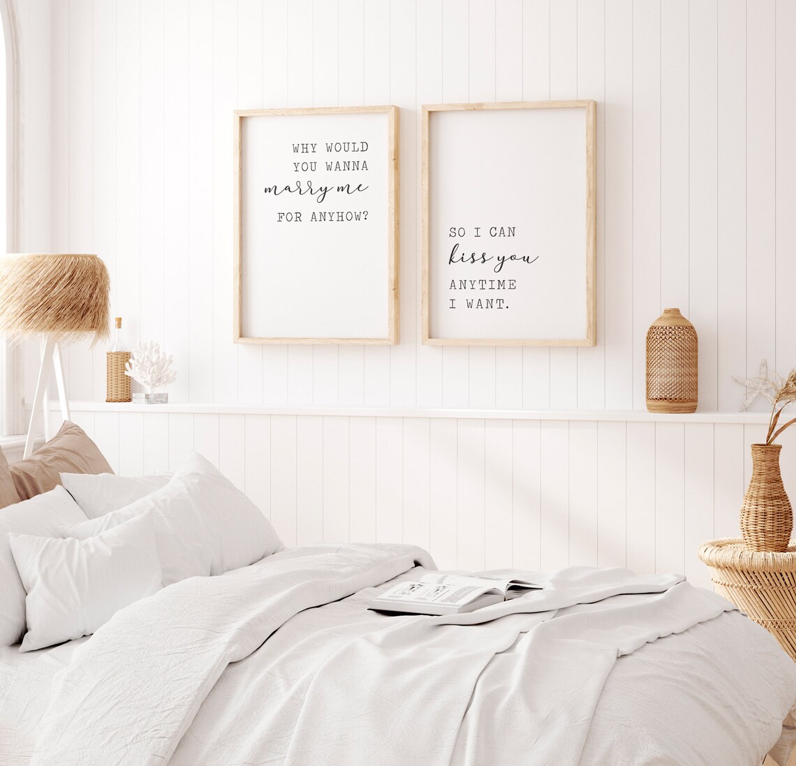 Marry Me Kiss You Anytime Romantic Couple Bedroom Quote Set Poster - Image 4