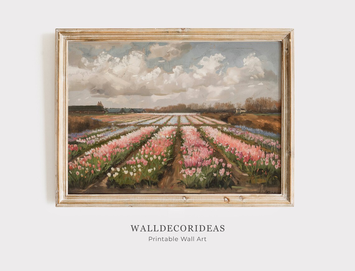 Field Of Flowers Print Painting Landscape Country Field Wall Art Farmhouse Wall Decor Cottage Decor Art Wall Art