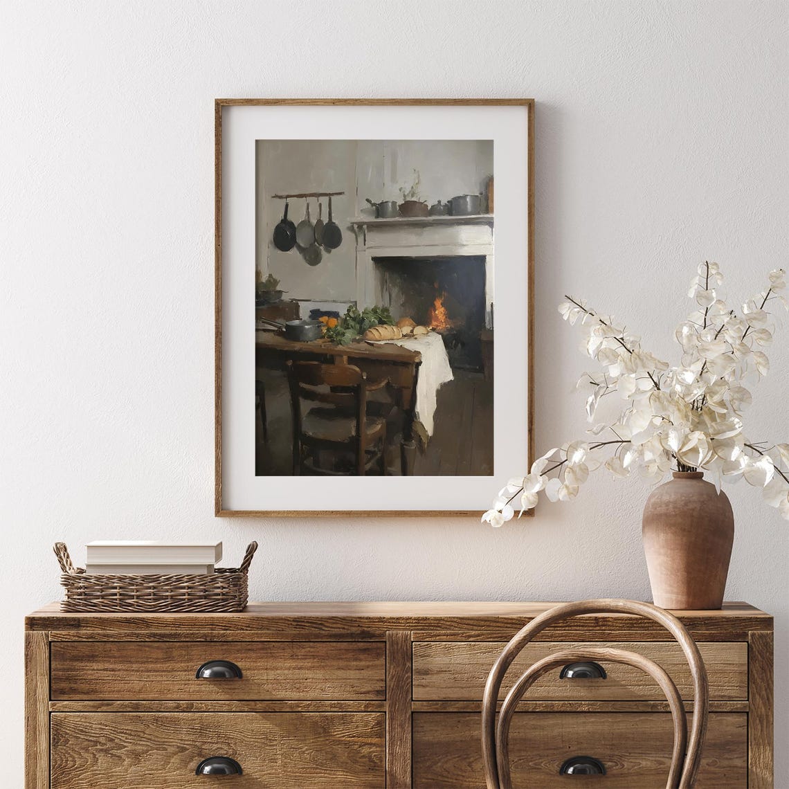 Rustic Kitchen Fireplace Wooden Table Bread Cozy Hearth Scene Poster - Image 7