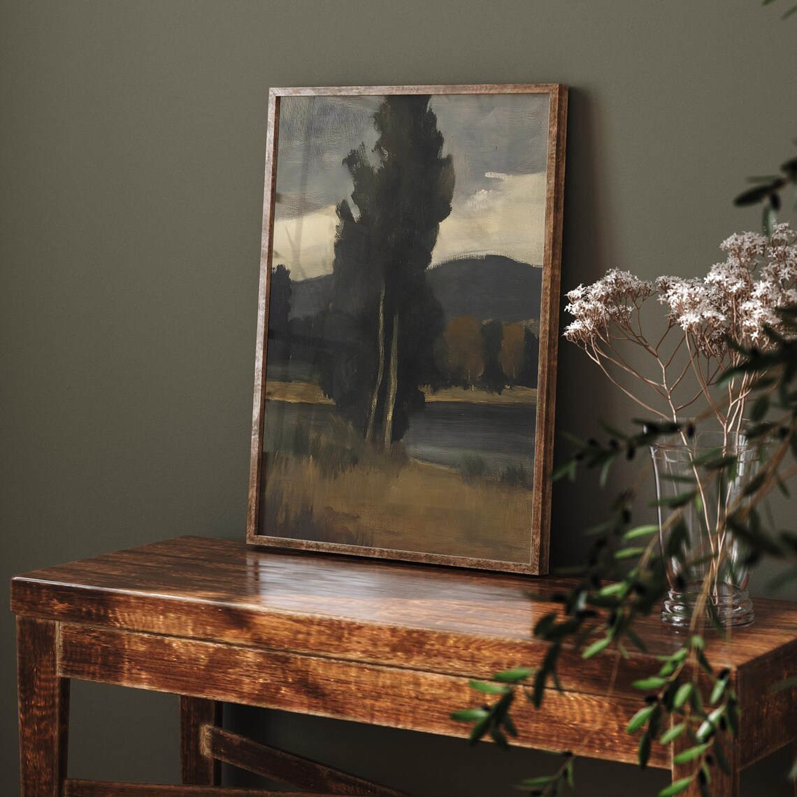 Vintage Landscape Painting, Moody Rustic Countryside Scene - Image 6