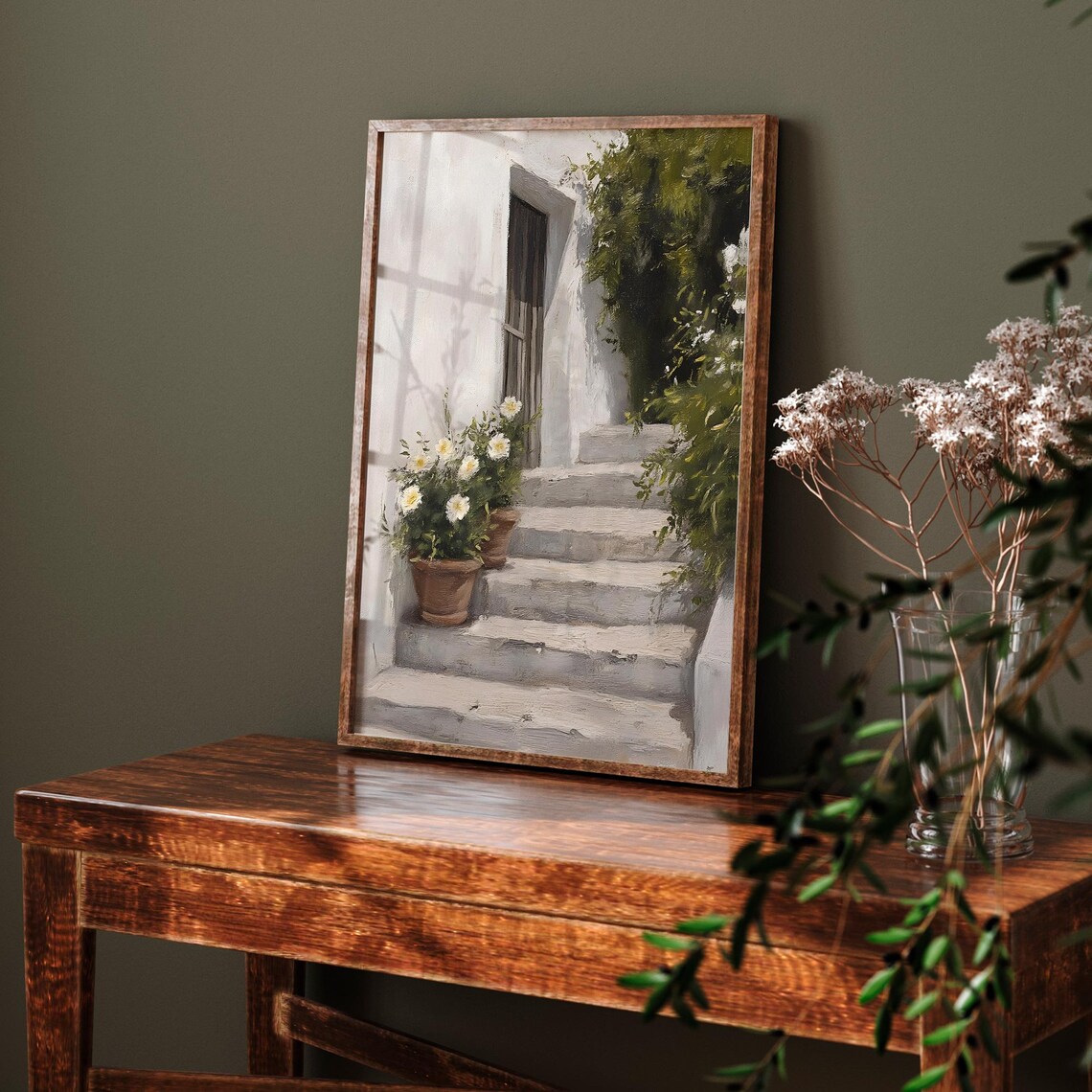 Vintage Shabby Staircase Painting, Rustic Garden Decor - Image 6