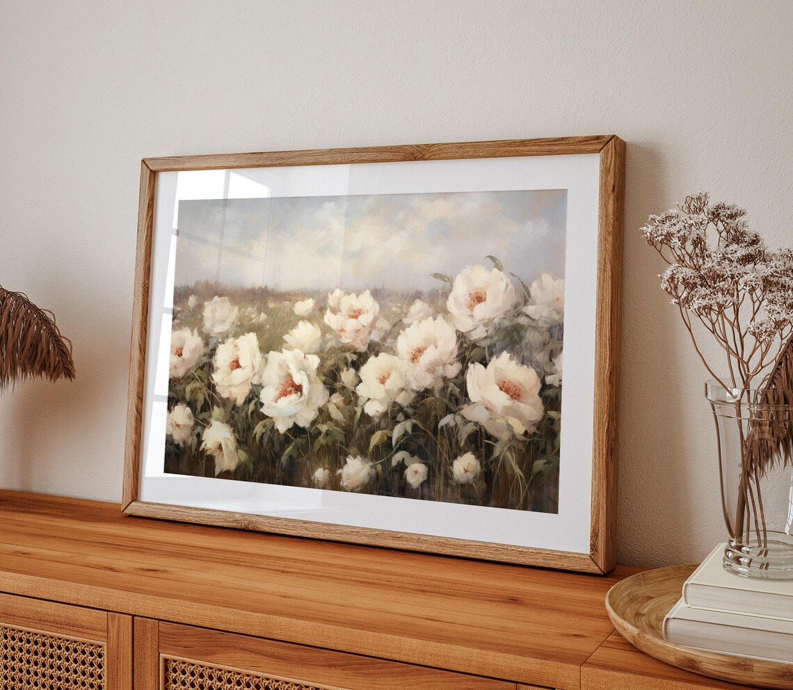 Spring Meadow Flowers Vintage Landscape Art Print - Image 5