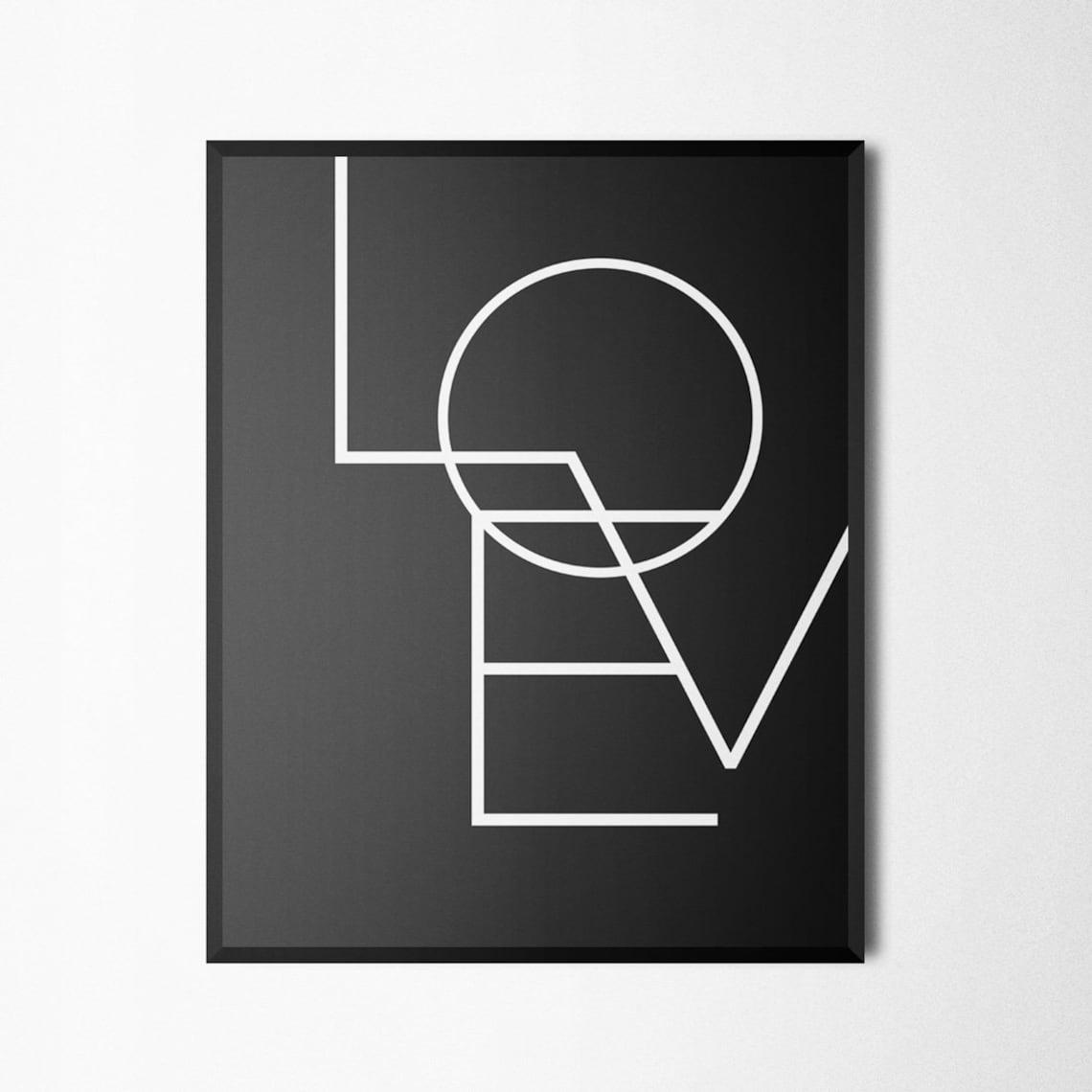 Minimalist Love Typography Line Art Black Modern Decor Print - Image 2