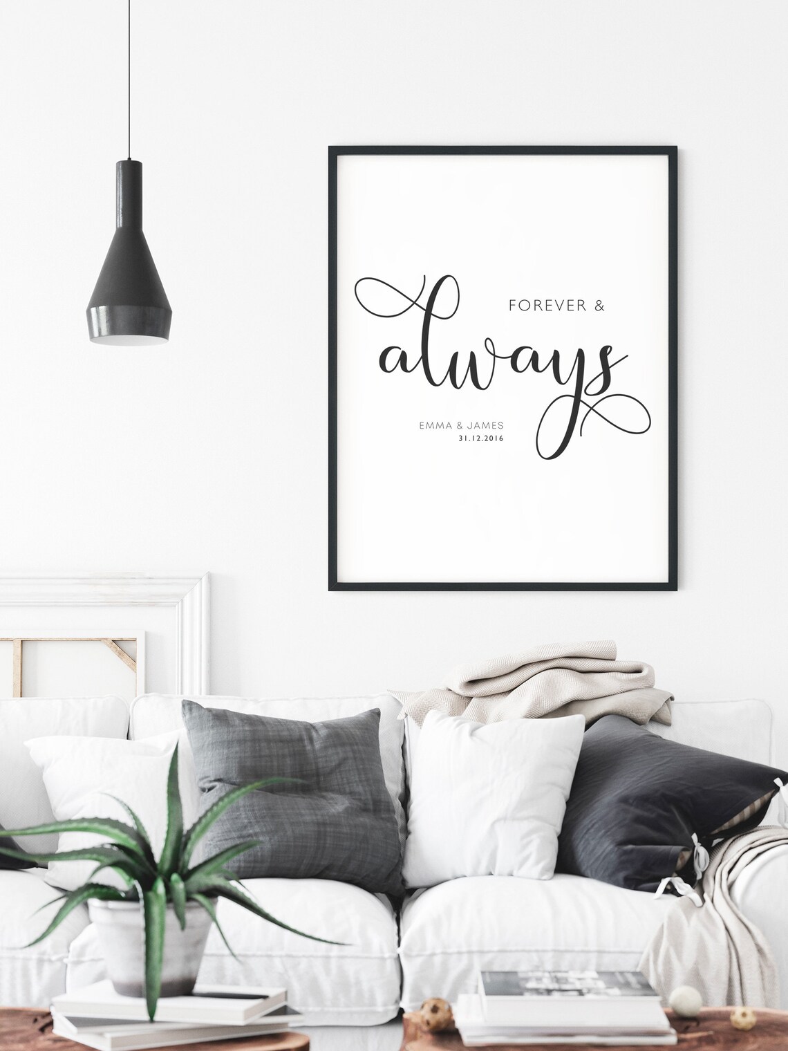 Custom Couple Print: Forever and Always Quote - Image 4