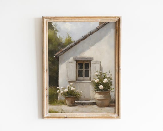 Rustic Farmhouse Door Painting Neutral Moody Spring Scene With Flowers Gallery Wall Art Vi137