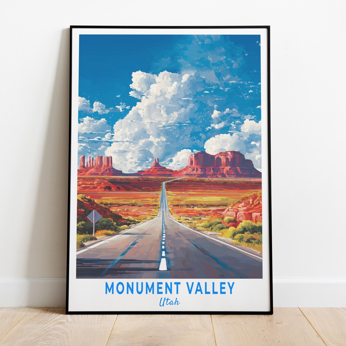 Monument Valley Travel Poster, Route 66 Desert Highway