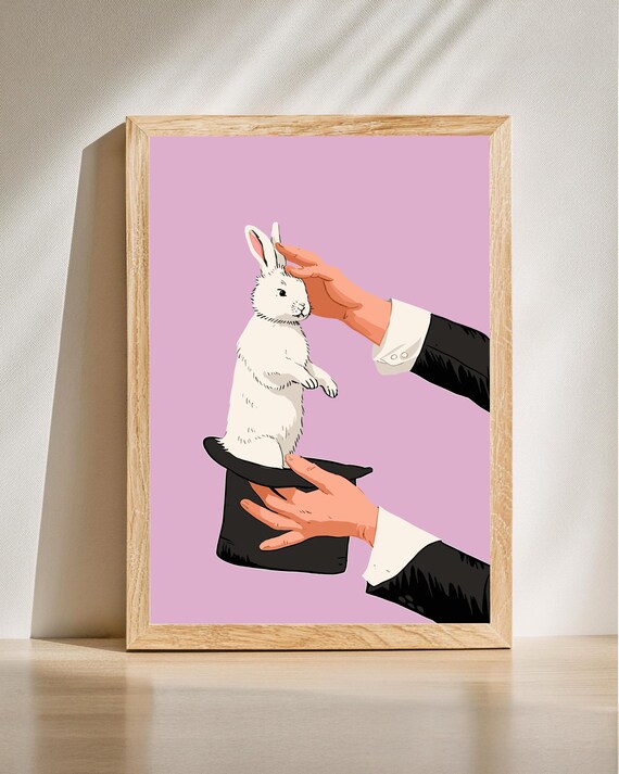 Magic Mid-Century Surreal Rabbit Poster