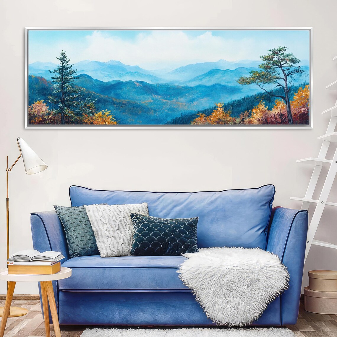 Scenic Foggy Blue Ridge Mountain Range Panoramic Framed Or Unframed Long Horizontal Ready To Hang Extra Large Wall Art - Image 3