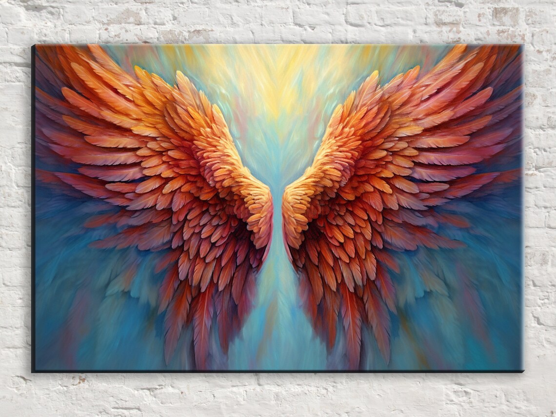 Angel Wings Serene Art Print, Abstract Modern