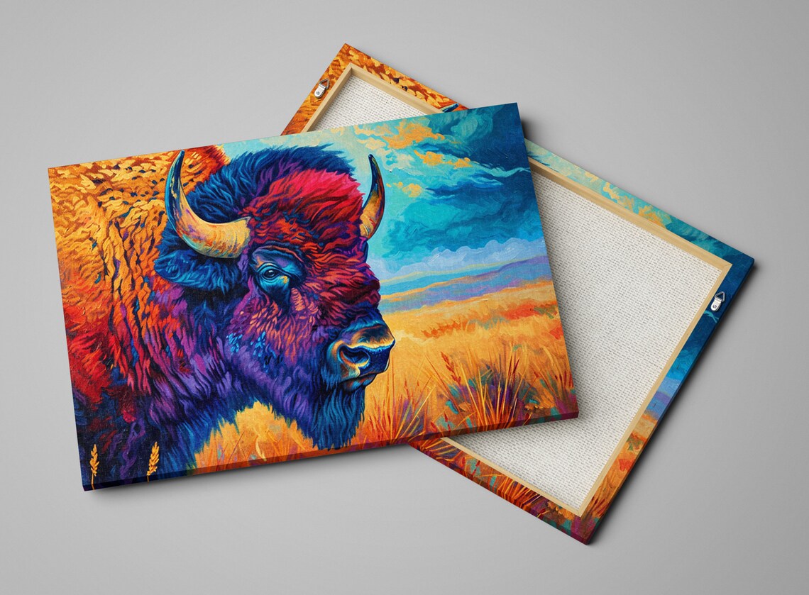 Colorful Bison Majesty, Prairie Wildlife Art Print - Image 4