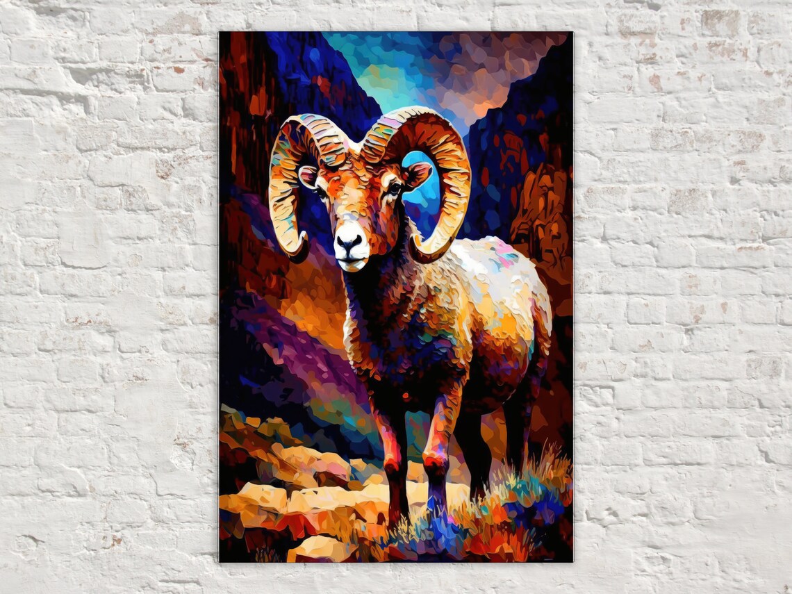 Bighorn Sheep Southwestern Art Print, Wild Animal