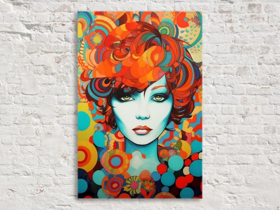 Art Deco Woman Portrait Female Face Wall Art Beauty And Grace Available In Extra Large Sizes