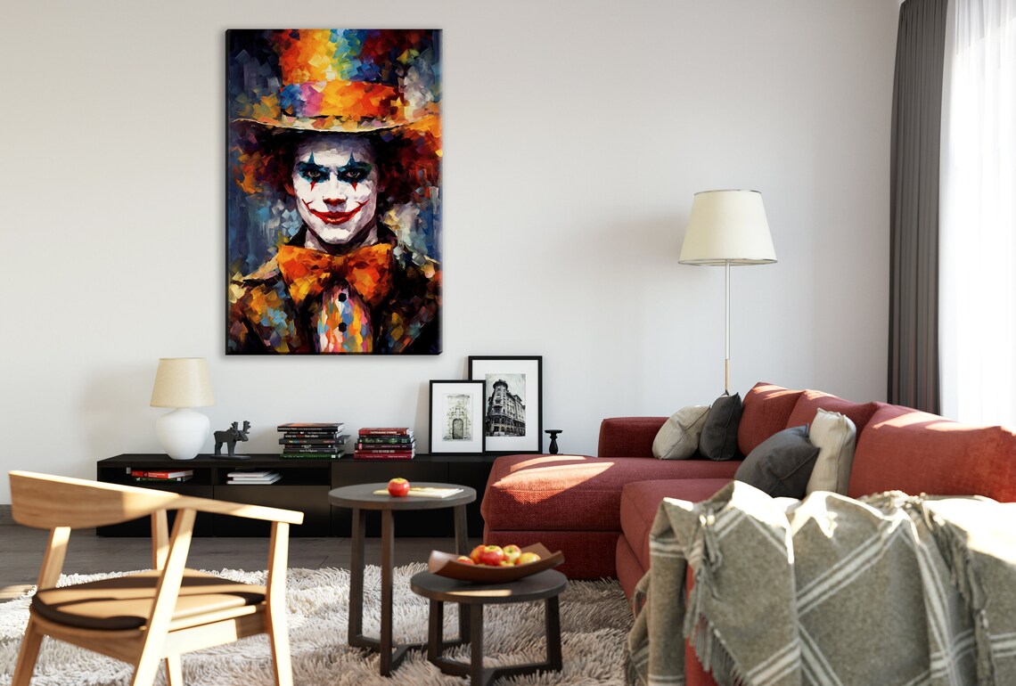 Scary Clown Portrait Colorful Top Hat Creepy Halloween Circus Poster - Image 2