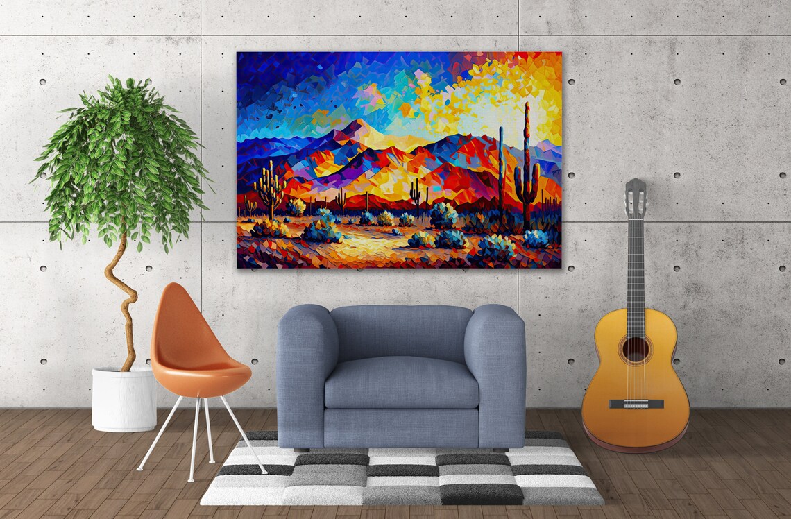 Neon Desert Southwest Landscape, Modern Art Print - Image 3