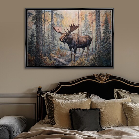 Majestic Moose Standing Forest Golden Light Wildlife Art Print