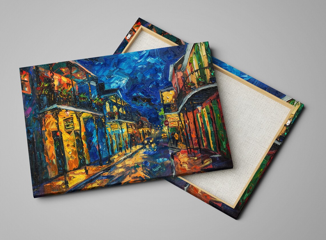 Historic French Quarter Night Balcony Street Lamplight Wall Art Poster - Image 4