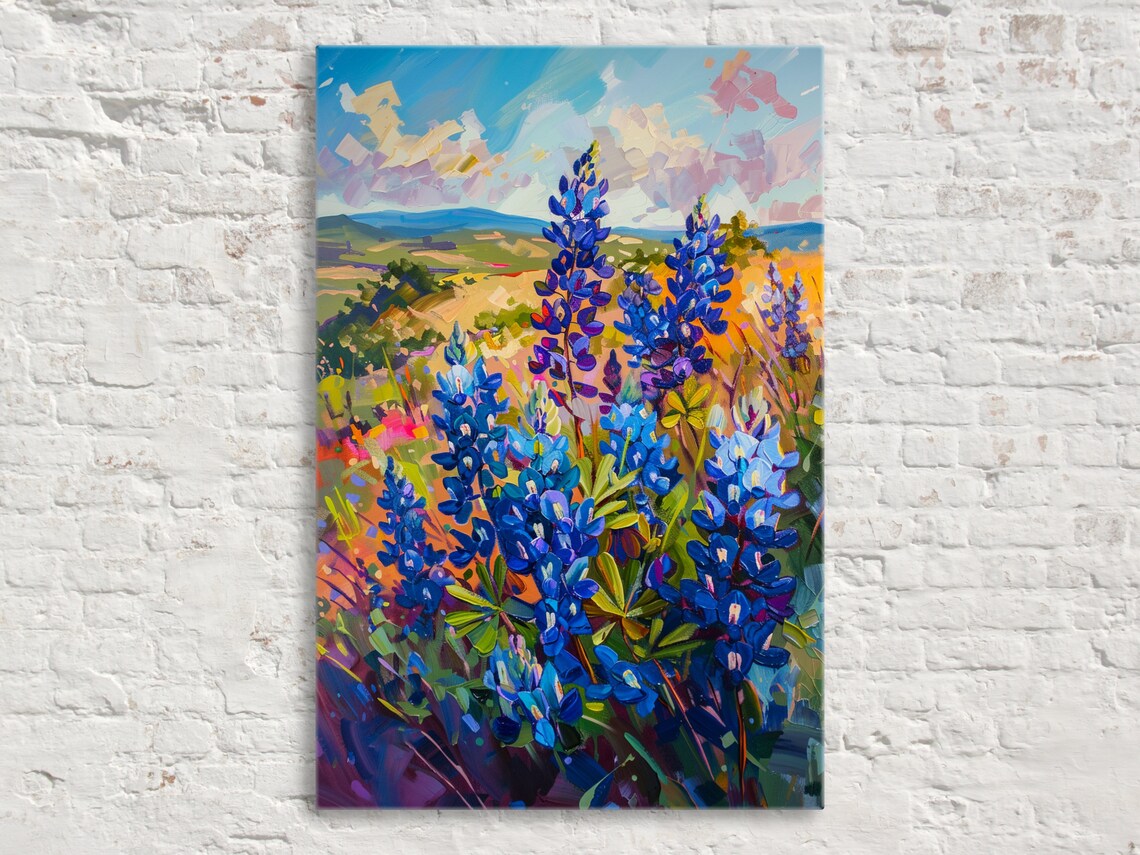Texas Country Bluebonnet Meadow Wall Decor Art Print