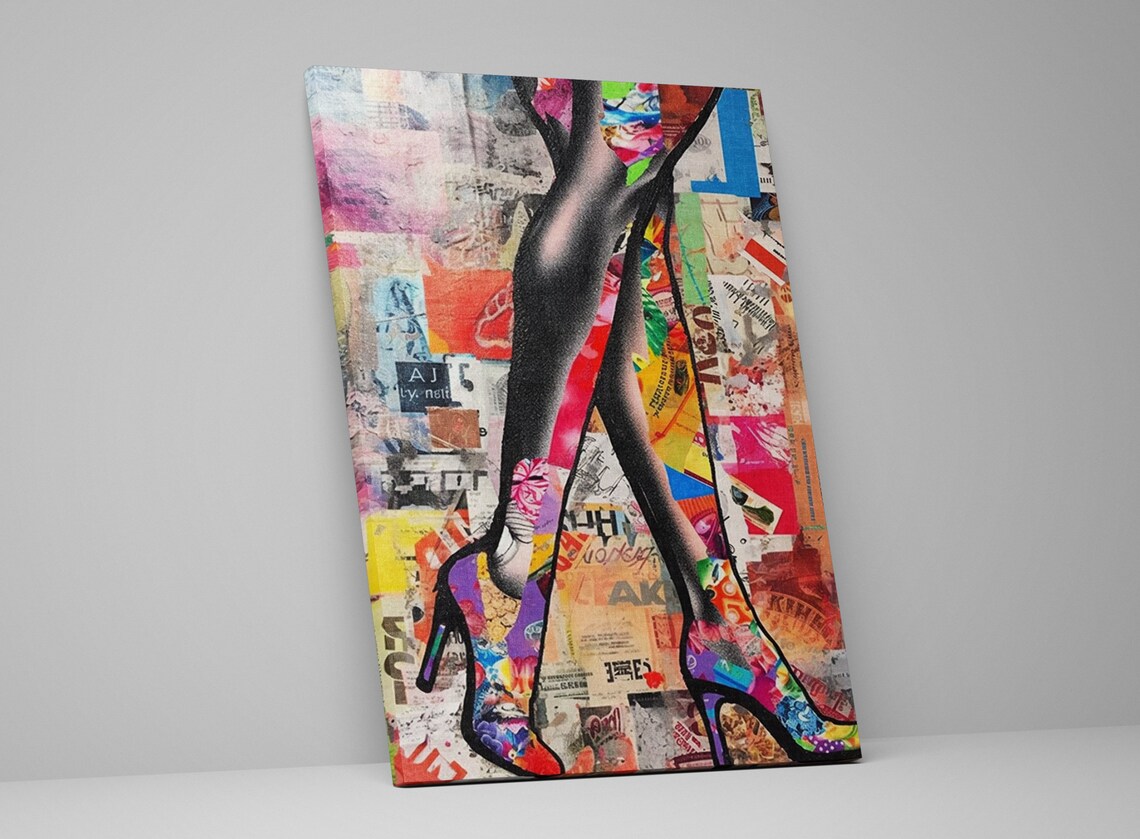 Womans Legs Colorful High Heels Pop Art Collage Fashion Poster - Image 5