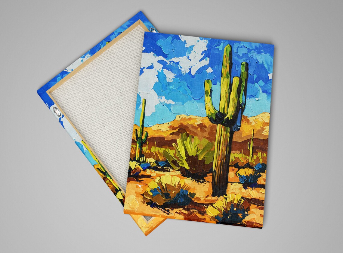 Desert Guardian Lone Saguaro Cactus Art Print - Image 3