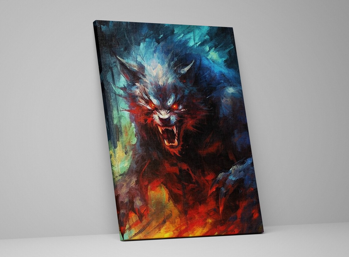 Terrifying Transformation Werewolf Halloween Art Print - Image 5