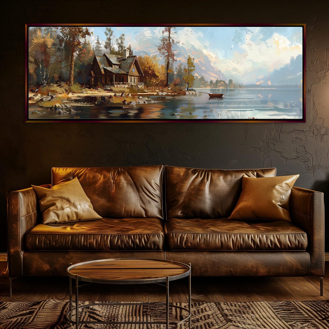 Panoramic Lakehouse Wall Art Print Framed Or Unframed Long Horizontal Gallery Wrapped Gicle Ready To Hang Extra Large Wall Art