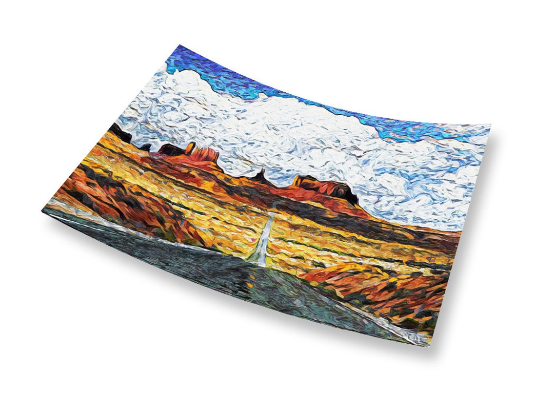 Monument Valley Desert Highway Red Rock Buttes Impressionist Poster - Image 2