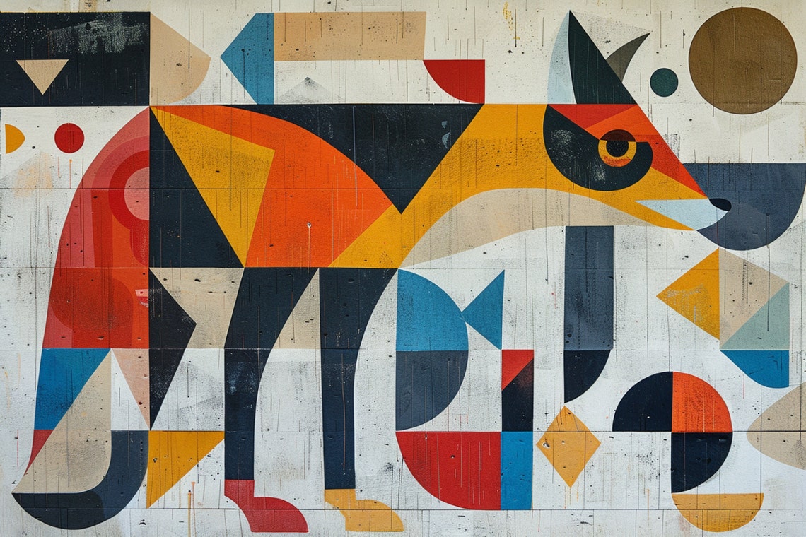 Cubist Coyote Profile Mid Century Modern Abstract Geometric Art Poster - Image 5