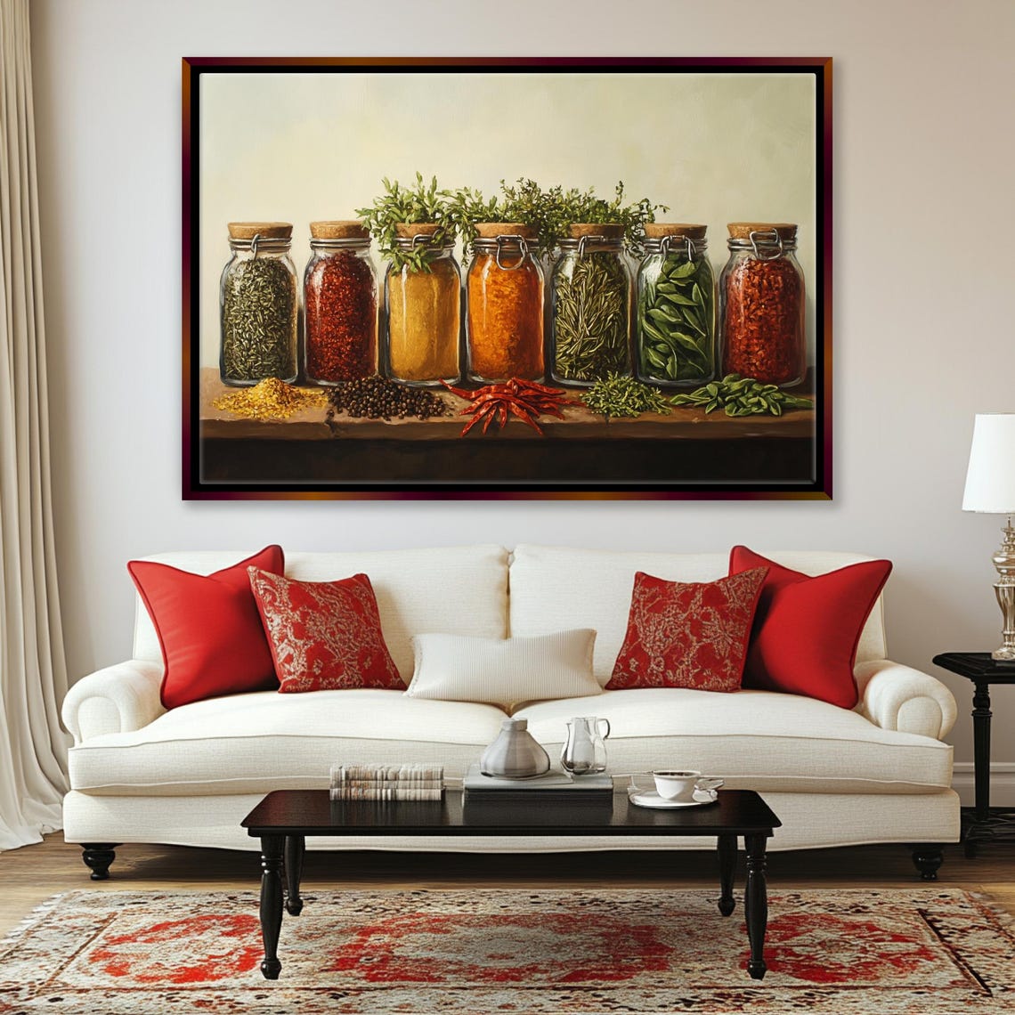 Herbs And Spices Jars Farmhouse Kitchen Rustic Shelf Still Life Poster