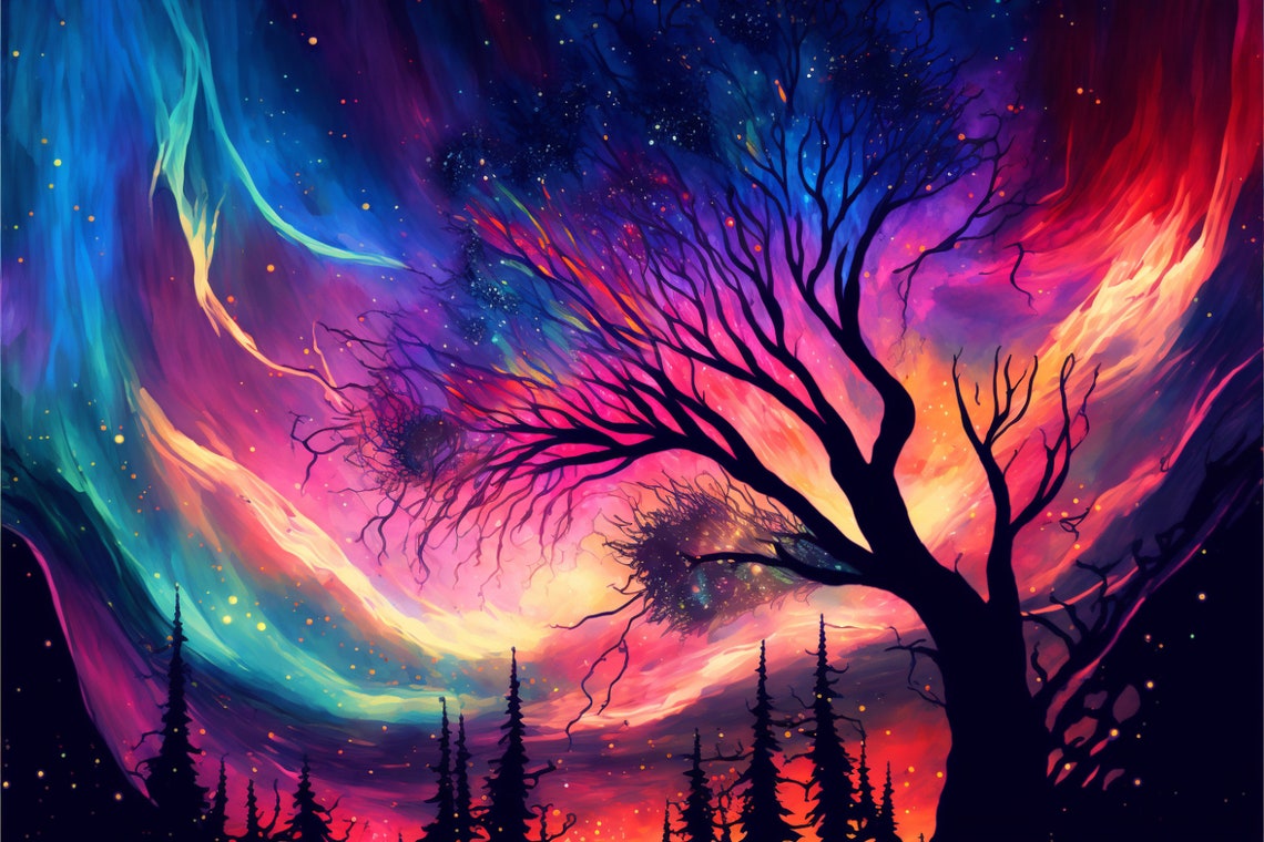 Celestial Symphony Northern Lights Sky Art Gicle Print On Gallery Wrapped Artist Ready To Hang Available In Extra Large Sizes - Image 5